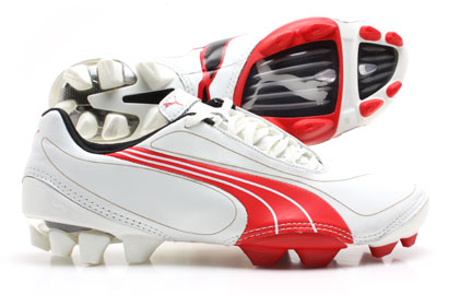 V1-08K Leather FG Ltd Edition Football Boots White - Black - Red