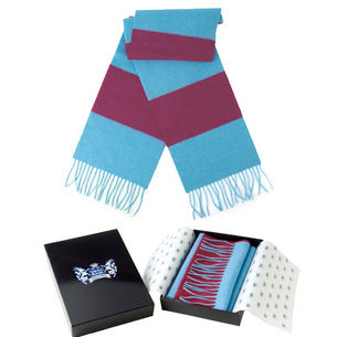 Claret and Blue Cashmere Bar Scarf