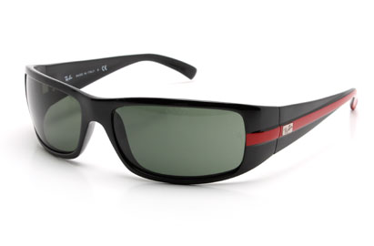Ray-Ban 4057 Shiny Black with Red Sunglasses