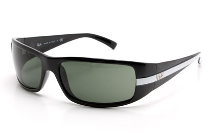 Ray-Ban 4057 Shiny Black with White Sunglasses