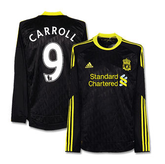 2010-11 Liverpool Long Sleeve 3rd Shirt (Carroll 9)