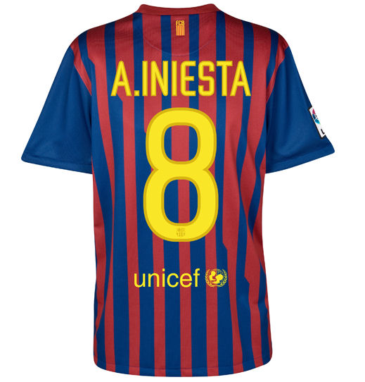 2011-12 Barcelona Nike Home Shirt (A. Iniesta 8)