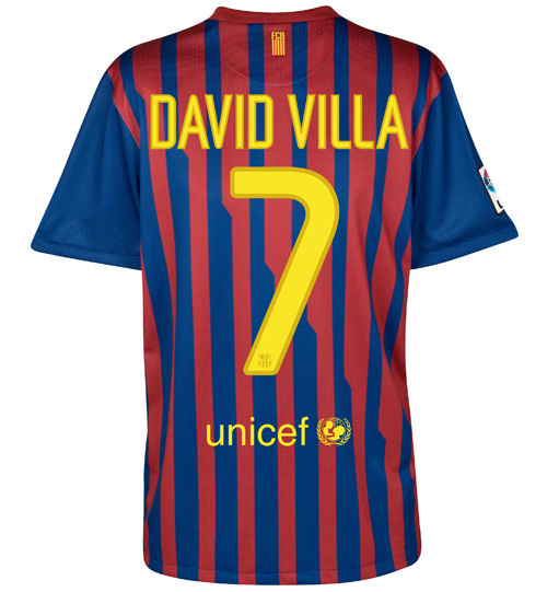 2011-12 Barcelona Nike Home Shirt (David Villa 7)