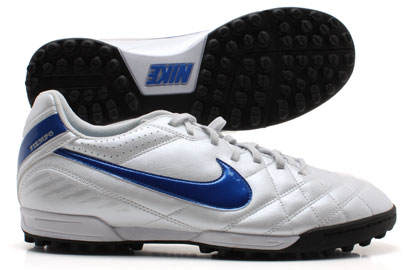 Tiempo Natural IV TF Kids Football Trainers White/Blue