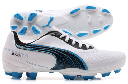 V5-11 i FG Football Boots Fluo White-Black-Dresden Blue