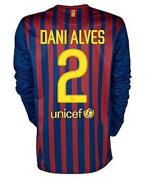 2011-12 Barcelona Nike L-S Home Shirt (Dani Alves 2)