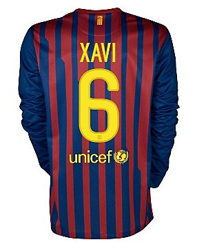 2011-12 Barcelona Nike L-S Home Shirt (Xavi 6)