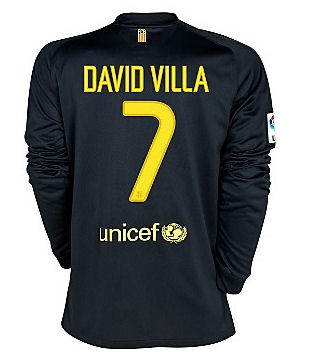 2011-12 Barcelona Nike L/s Away Shirt (david Villa 7)