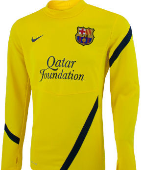 2011-12 Barcelona Nike Sideline Midlayer Top (Yellow)