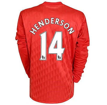 2010-11 Liverpool Long Sleeve Home Shirt (Henderson 14)