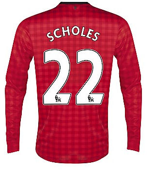 2012-13 Man Utd Nike Long Sleeve Home (Scholes 22) - Kids