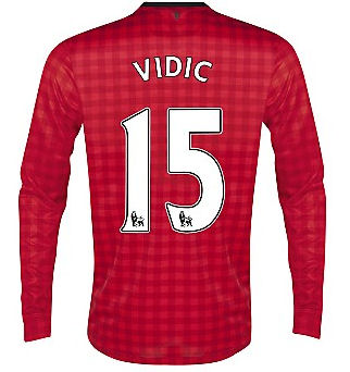 2012-13 Man Utd Nike Long Sleeve Home (Vidic 15) - Kids