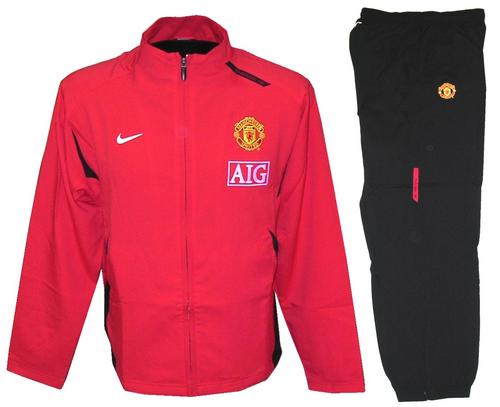 07 08 Man Utd Woven Tracksuit Red Kids