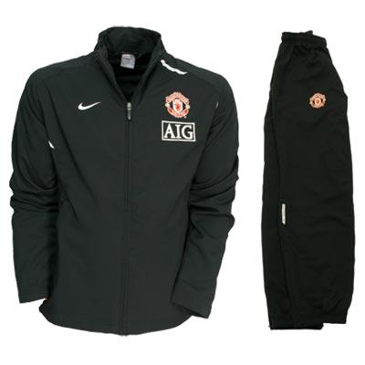 07 08 Man Utd Woven Tracksuit Black Kids