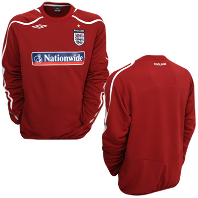 08-09 England Training Sweat Top (red) - Kids