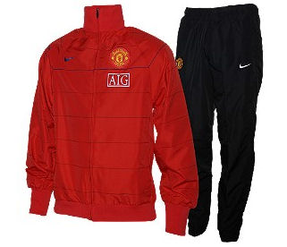 08 09 Man Utd Woven Warmup Suit red