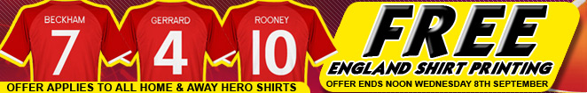 Free England Shirt Printing