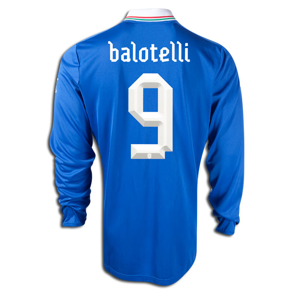 2012-13 Italy Long Sleeve Home Shirt (Balotelli 9)