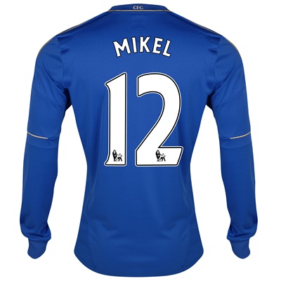 2012-13 Chelsea Long Sleeve Home Shirt (Mikel 12) - Kids