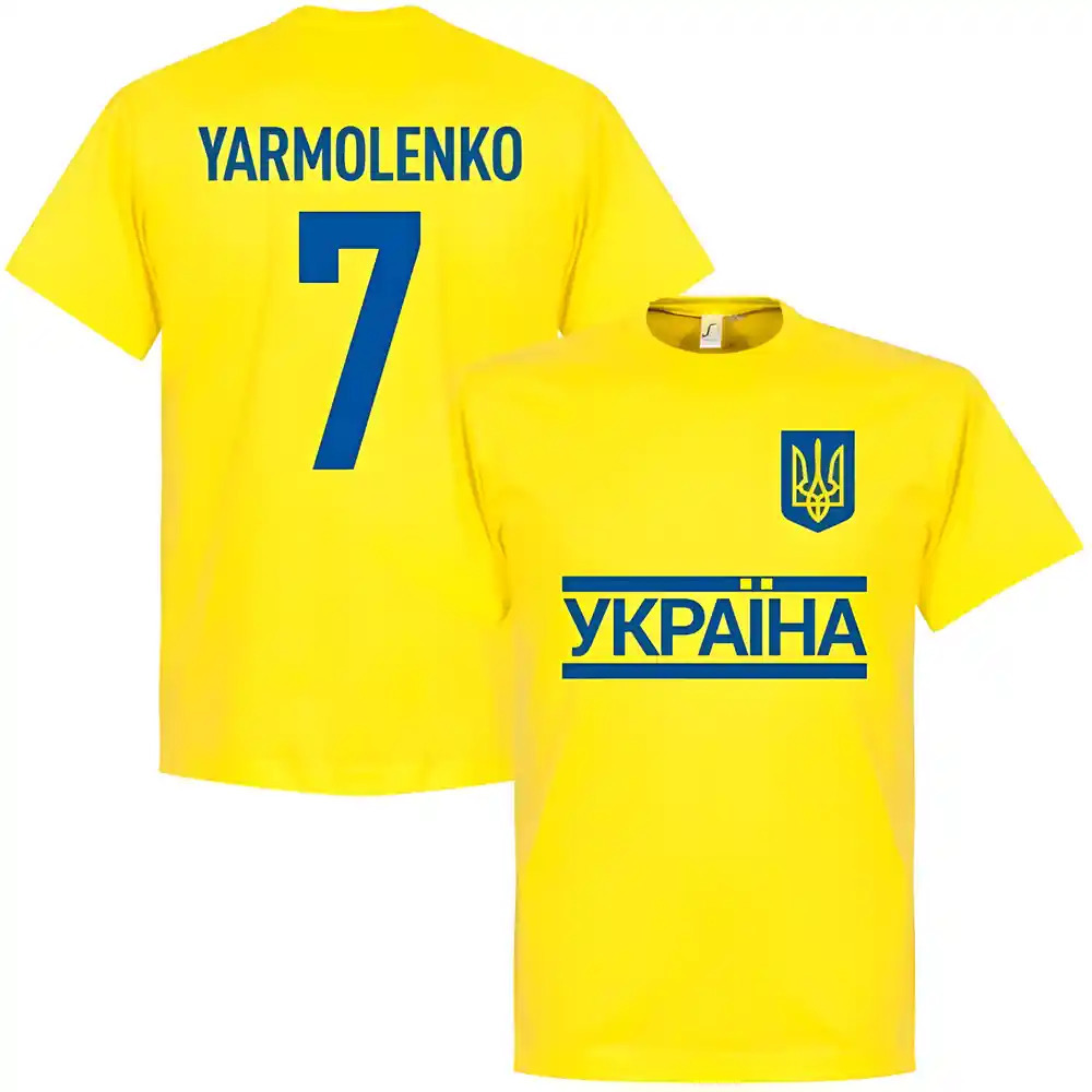 Ukraine Team Yarmolenko 7 T-Shirt - Polyester Made By: Soccer Tees Men's Yellow 4XL