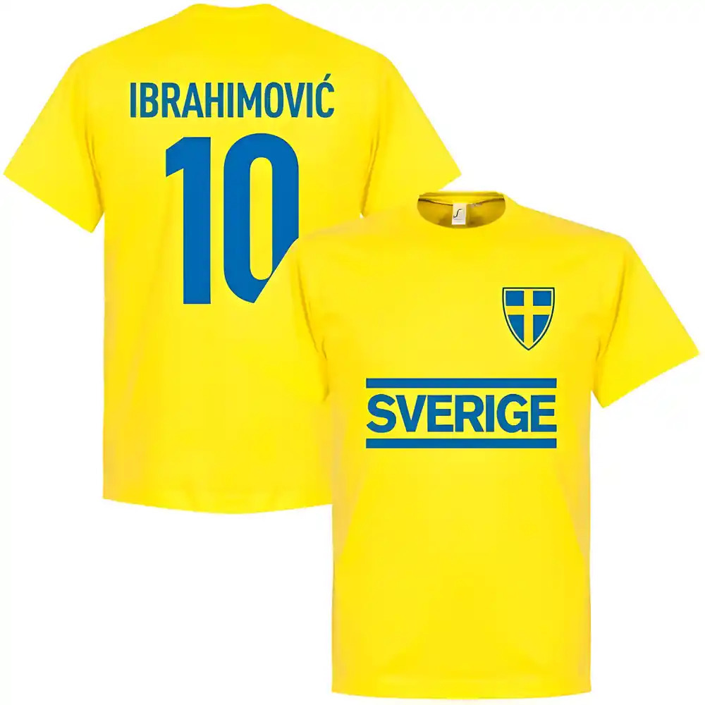 Sweden Ibrahimovic 10 Team T-Shirt - Polyester Made By: Soccer Tees Men's Yellow Medium
