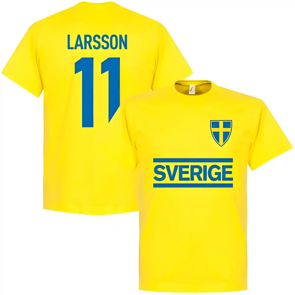 Sweden Larsson Team T-Shirt - Polyester Made By: Soccer Tees Men's Yellow Medium