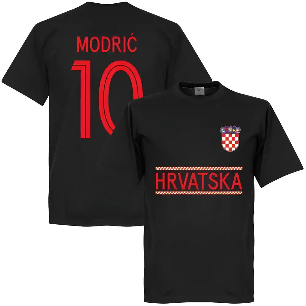 Croatia Modric 10 Team T-Shirt - Polyester Made By: Soccer Tees Men's Black Xxl