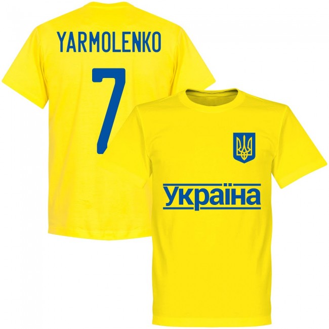 Ukraine Yarmolenko 7 2020 Team T-Shirt - Polyester Made By: Soccer Tees Men's Yellow 4XL