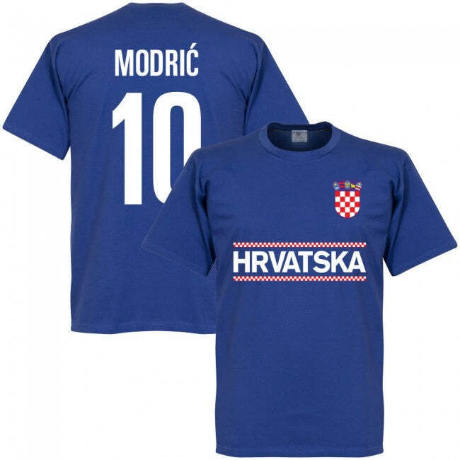 Croatia Modric 10 Team T-Shirt - Royal Polyester Made By: Soccer Tees Men's Indigo Xxl
