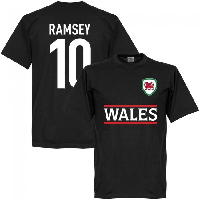 Wales Aaron Ramsey 10 Team T-Shirt - Polyester Made By: Soccer Tees Men's Black Xxl