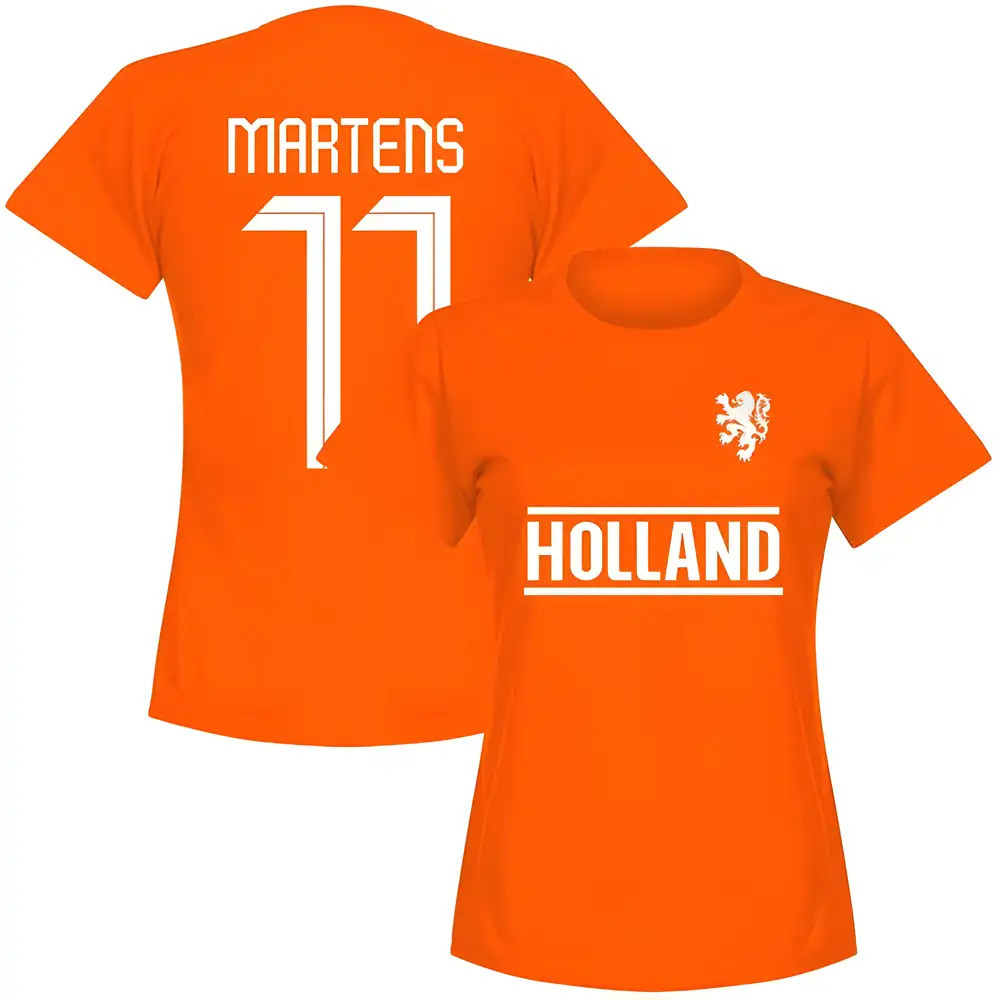 Holland Team Wo Martens 11 T-Shirt - Polyester Made By: Soccer Tees Men's Orange Extra Small