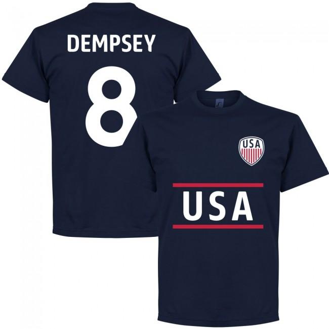 Usa Clint Dempsey 8 Team T-Shirt - Polyester Made By: Soccer Tees Men's Navy Xxl