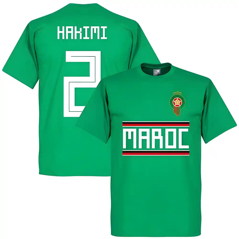 Morocco Hakimi Team T-Shirt - Polyester Made By: Soccer Tees Men's Green Small