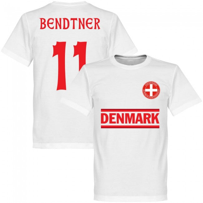 Denmark Bendtner 11 Team T-Shirt - Polyester Made By: Soccer Tees Men's White Medium