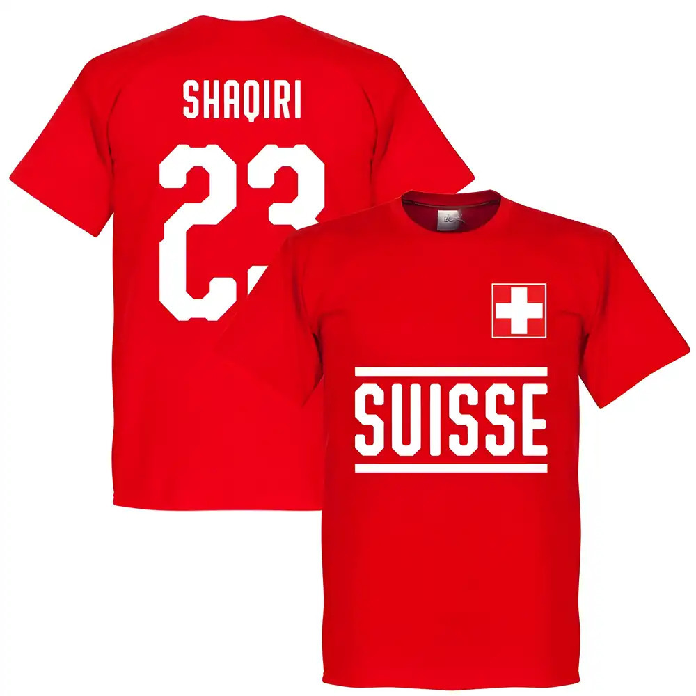 Switzerland Shaqiri 23 Team T-Shirt - Polyester Made By: Soccer Tees Men's Red Extra Large