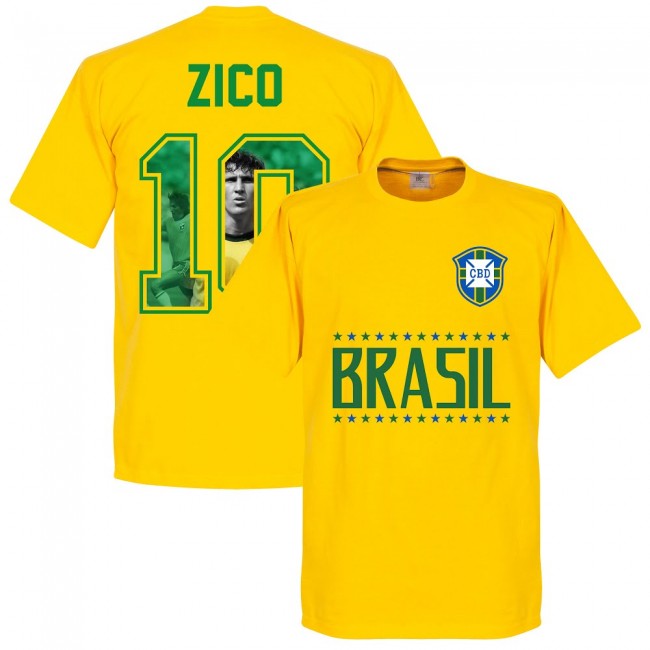 Brazil Zico 10 Gallery Team T-Shirt - Polyester Made By: Soccer Tees Men's Yellow Extra Large