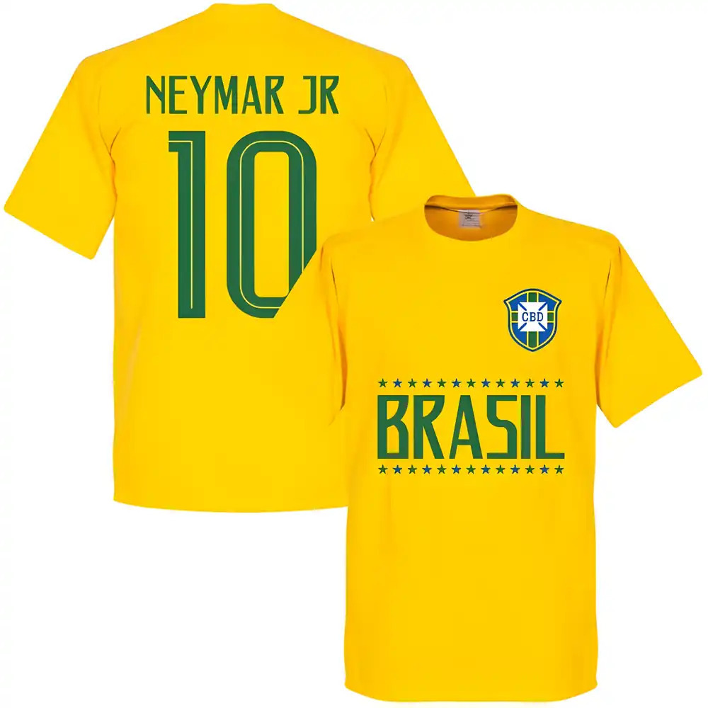 Brasil Neymar Jr 10 Team T-Shirt - Polyester Made By: Soccer Tees Men's Yellow Small