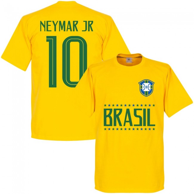 Brazil Neymar Jr 10 Team Kids 10 T-Shirt - Men's Polyester Made By: Soccer Tees Boys Yellow Large