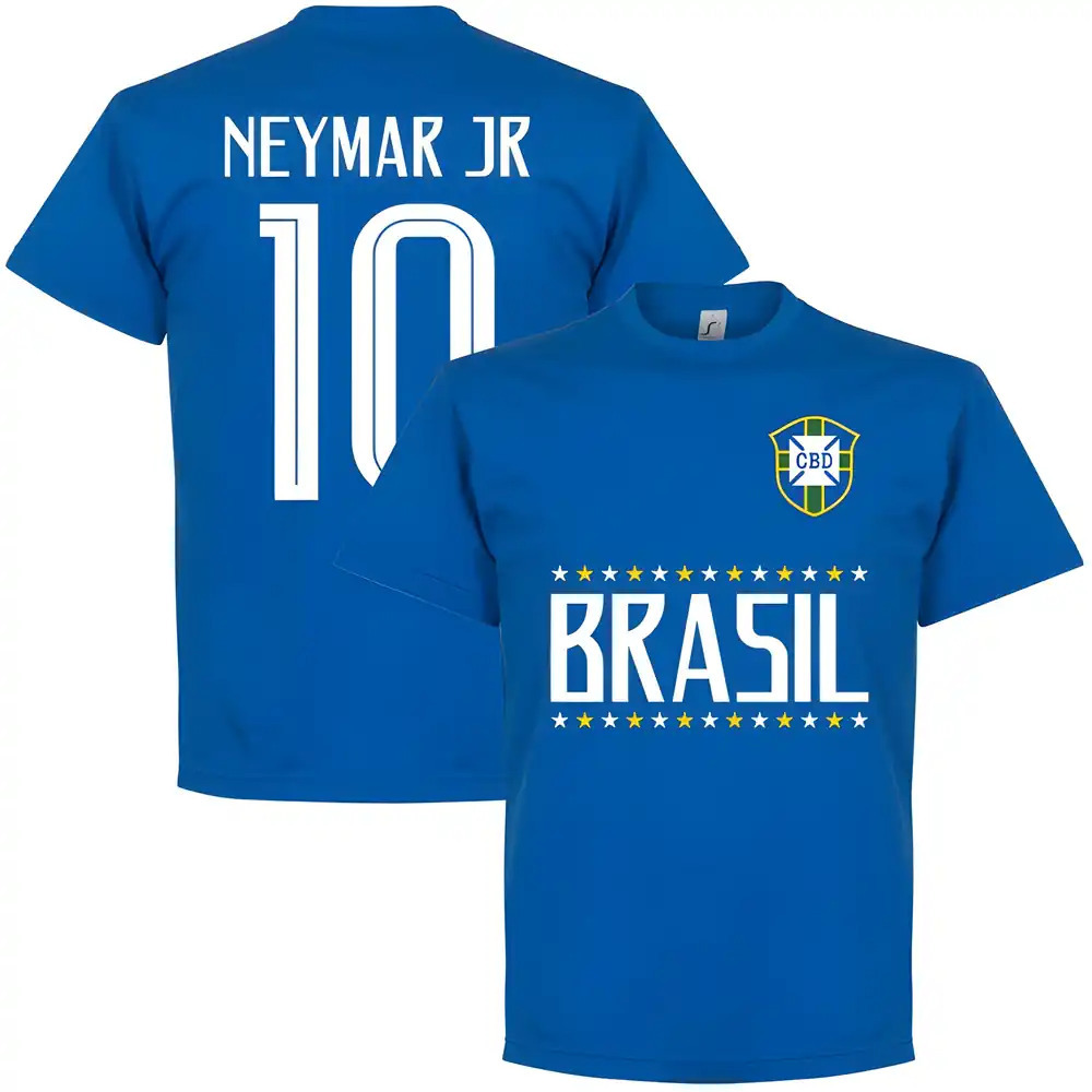 Brazil Neymar Jr 10 Team T-Shirt - Royal Polyester Made By: Soccer Tees Men's Teal Xxl