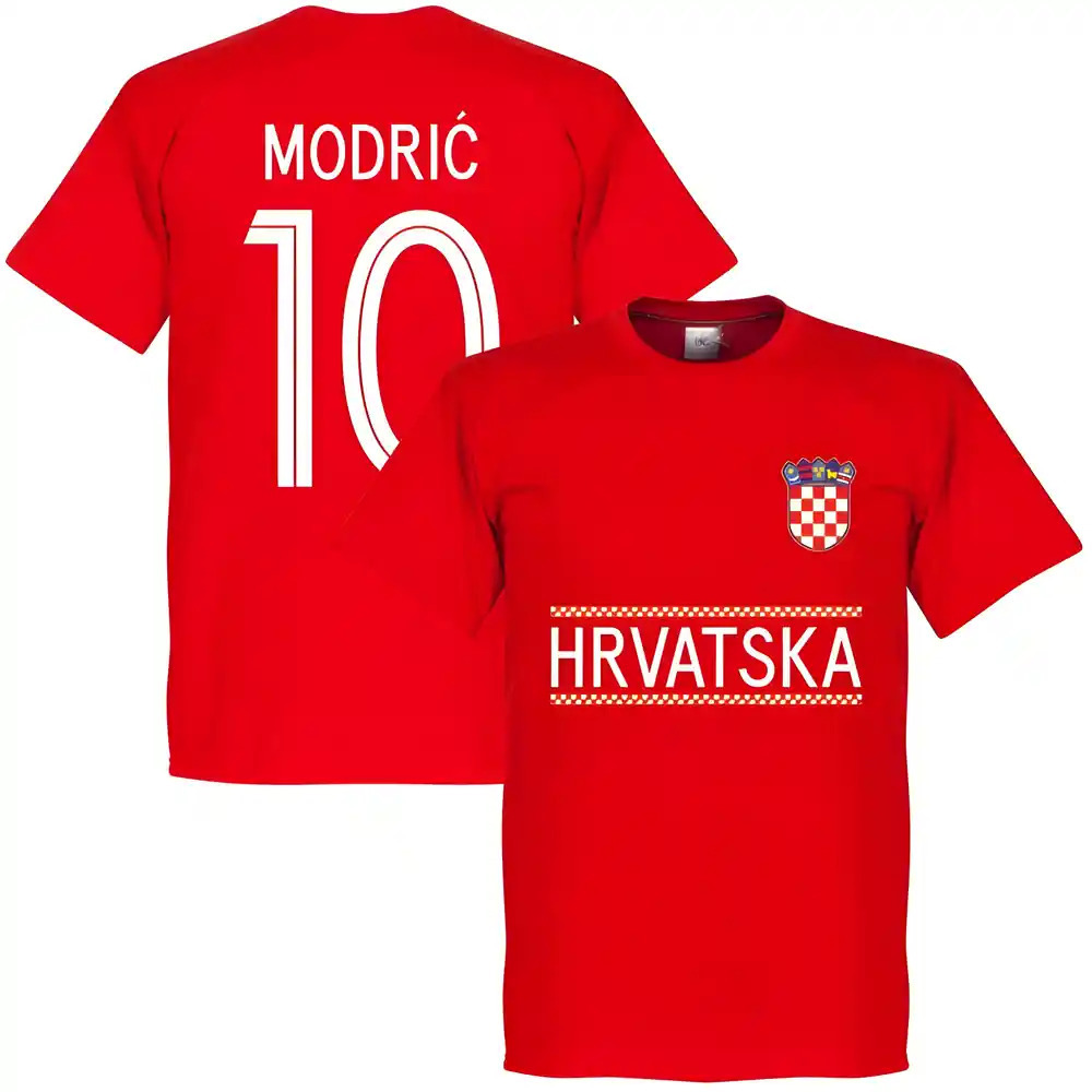 Croatia Modric 10 Team T-Shirt - Polyester Made By: Soccer Tees Men's Red Medium