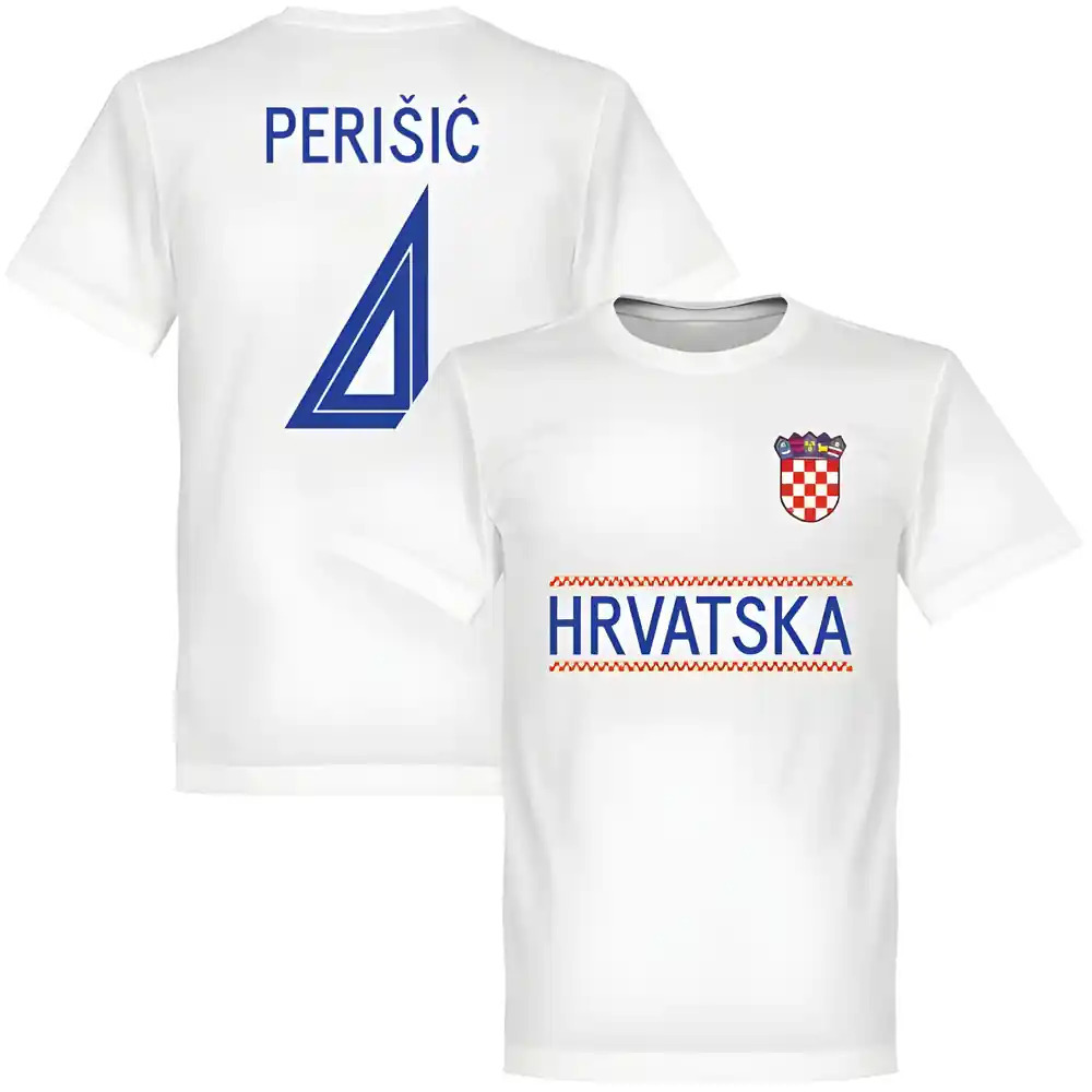 Croatia Ivan Perisic 4 Team T-Shirt - Polyester Made By: Soccer Tees Men's White 5XL