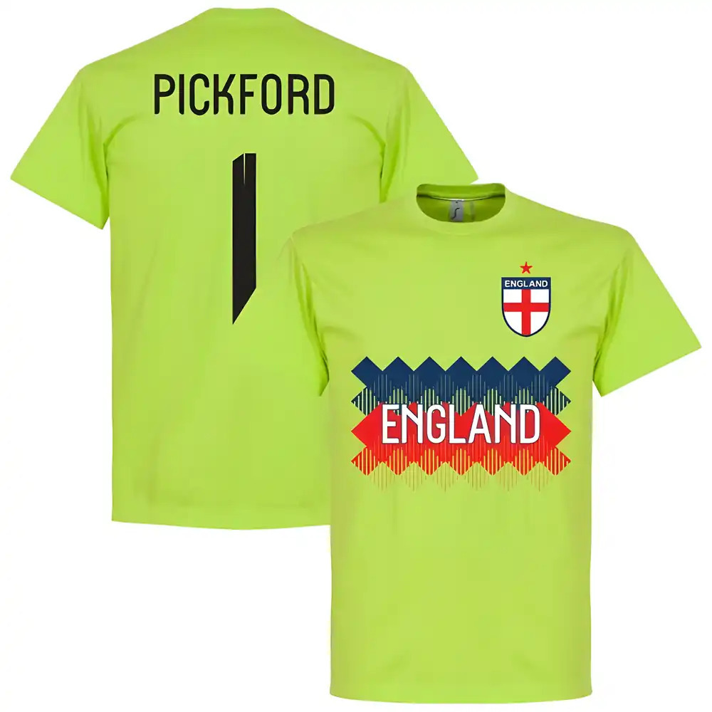 England Pickford 1 Team T-Shirt - Polyester Western Knights Made By: Soccer Tees Men's Apple Green 5XL