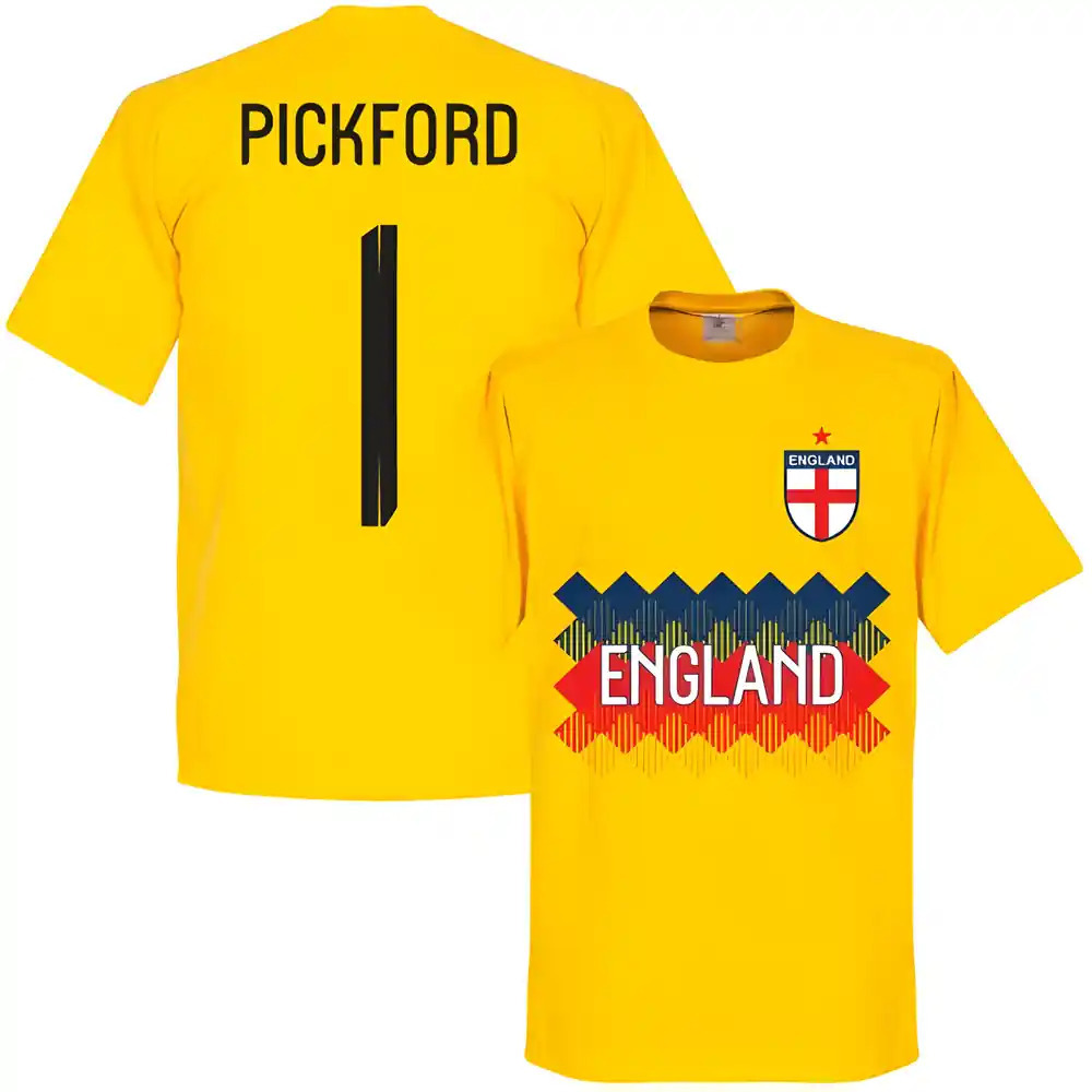 England Pickford 1 Team Gk T-Shirt - Polyester Western Knights Made By: Soccer Tees Men's Yellow 5XL