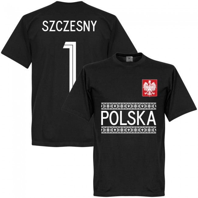 Poland Szczesny 1 Team Gk T-Shirt - Polyester Western Knights Made By: Soccer Tees Men's Black Medium