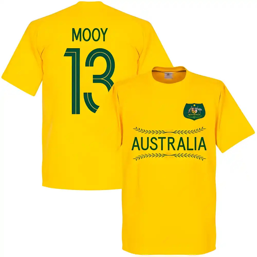 Australia Mooy 13 Team T-Shirt - Polyester Made By: Soccer Tees Men's Yellow 4XL