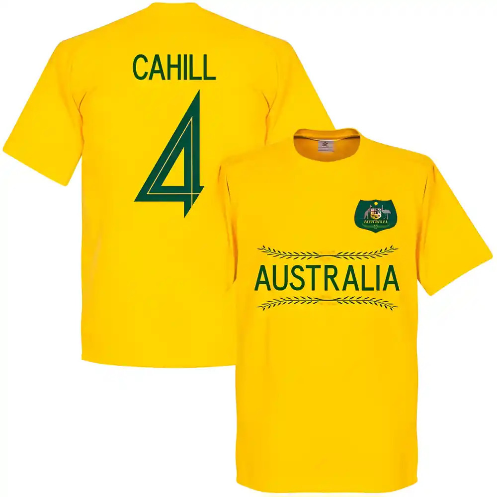Australia Cahill 4 Team T-Shirt - Polyester Made By: Soccer Tees Men's Yellow Extra Large