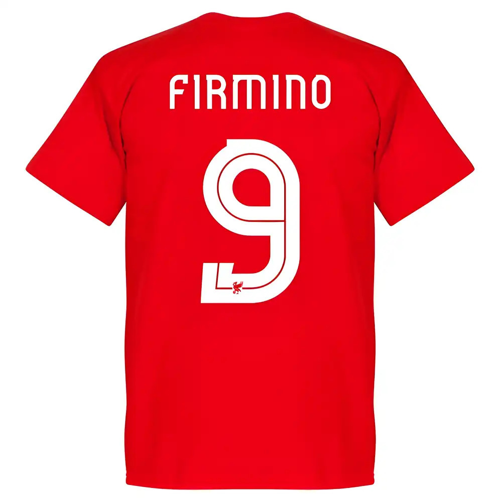 Liverpool Firmino 9 Team T-Shirt - Polyester Made By: Soccer Tees Men's Red Extra Small