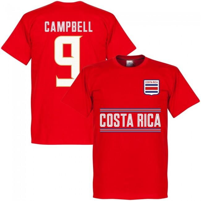 Costa Rica Campbell 9 Team T-Shirt - Polyester Made By: Soccer Tees Men's Red Medium