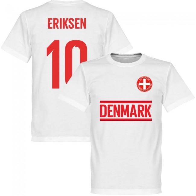 Denmark Eriksen 10 Team T-Shirt - Polyester Made By: Soccer Tees Men's White Medium