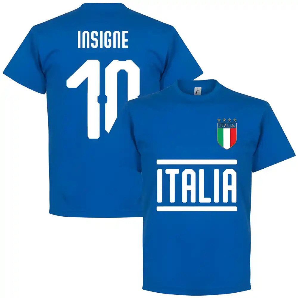 Italy Insigne 10 Team T-Shirt - Royal Polyester Made By: Soccer Tees Men's Blue Extra Large